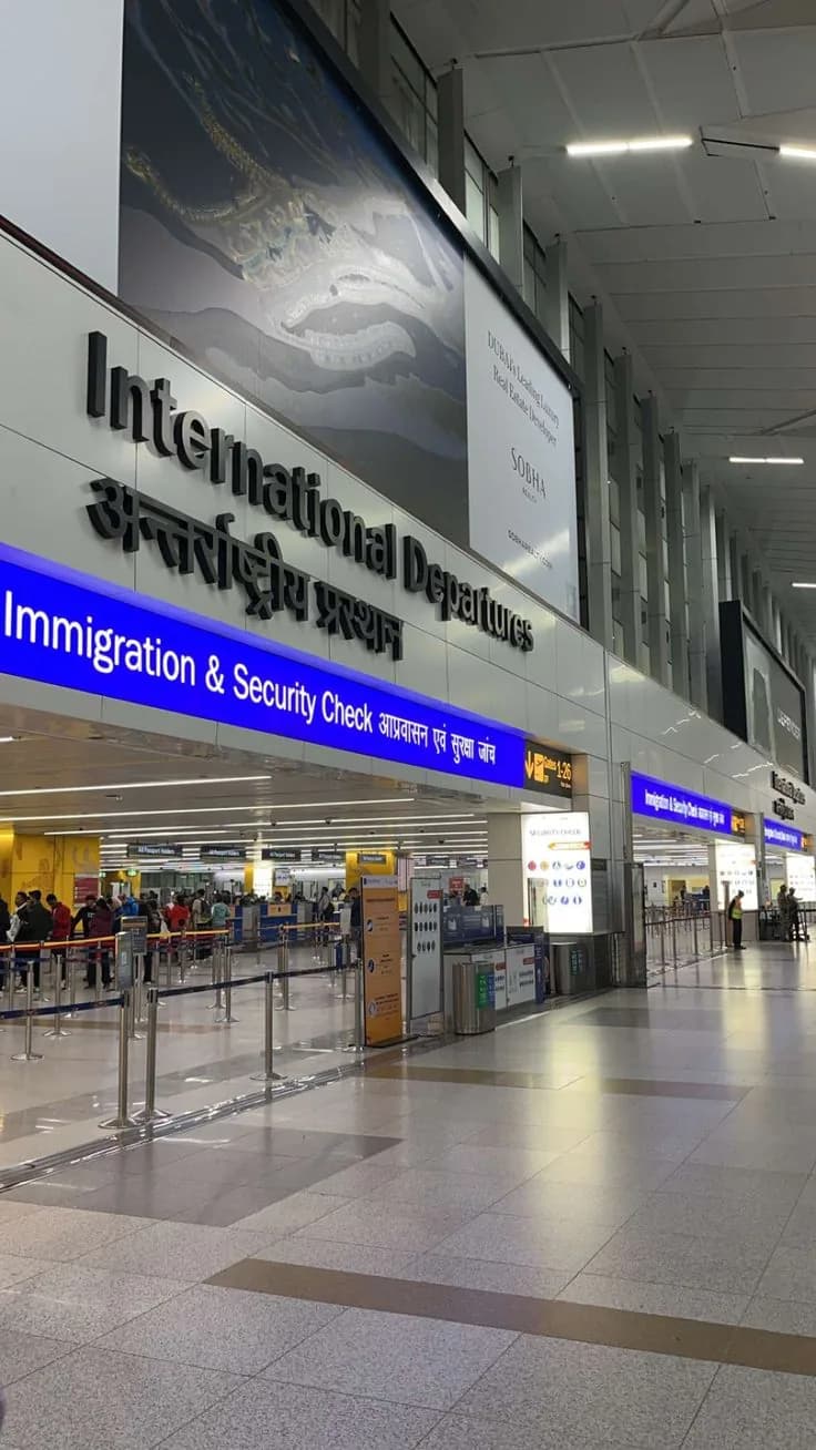 Arrivals at Delhi international airport terminal