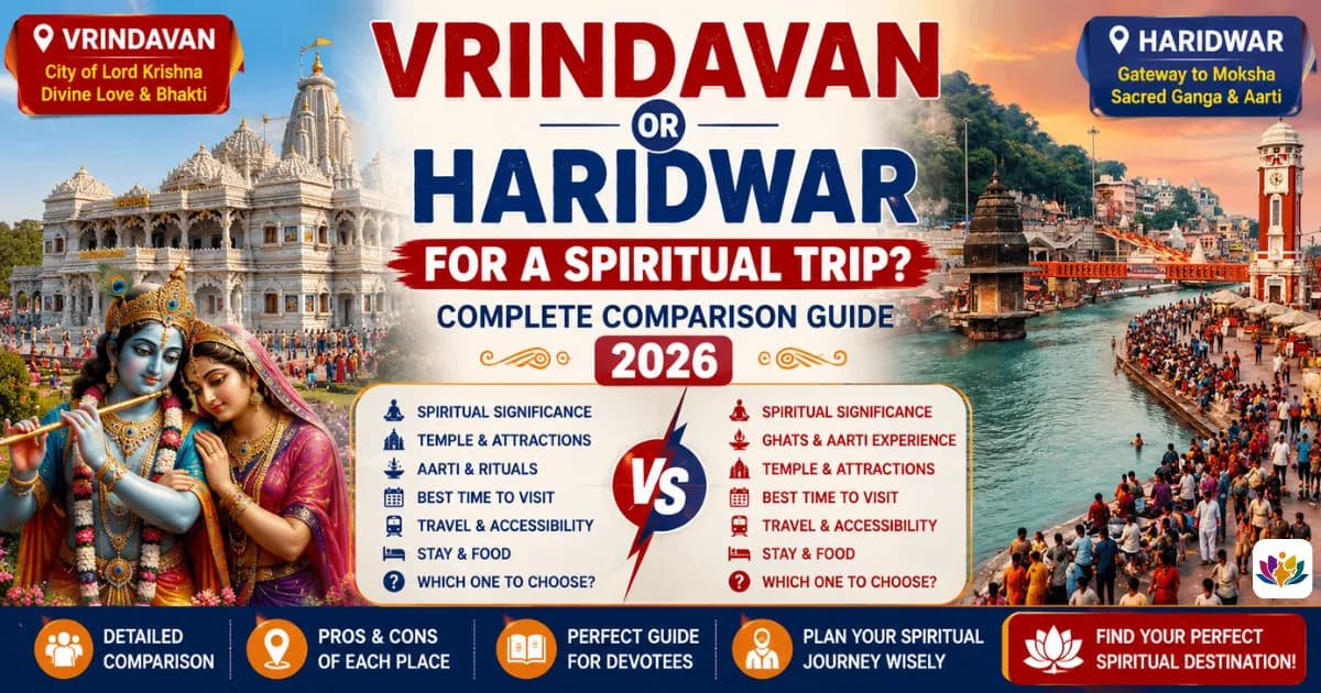 Vrindavan or Haridwar for a Spiritual Trip? Complete Comparison Guide 2026 — Mathura Vrindavan — Experience My India