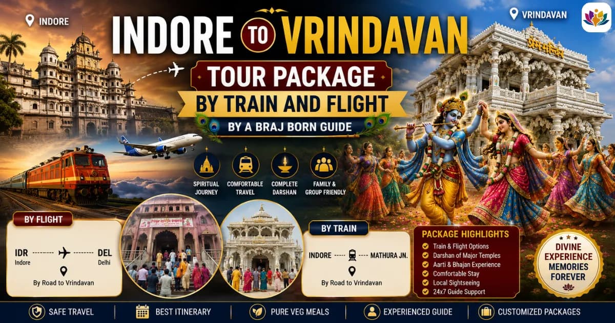 Indore to Vrindavan Tour Package: By Train and Flight, by a Braj Born Guide