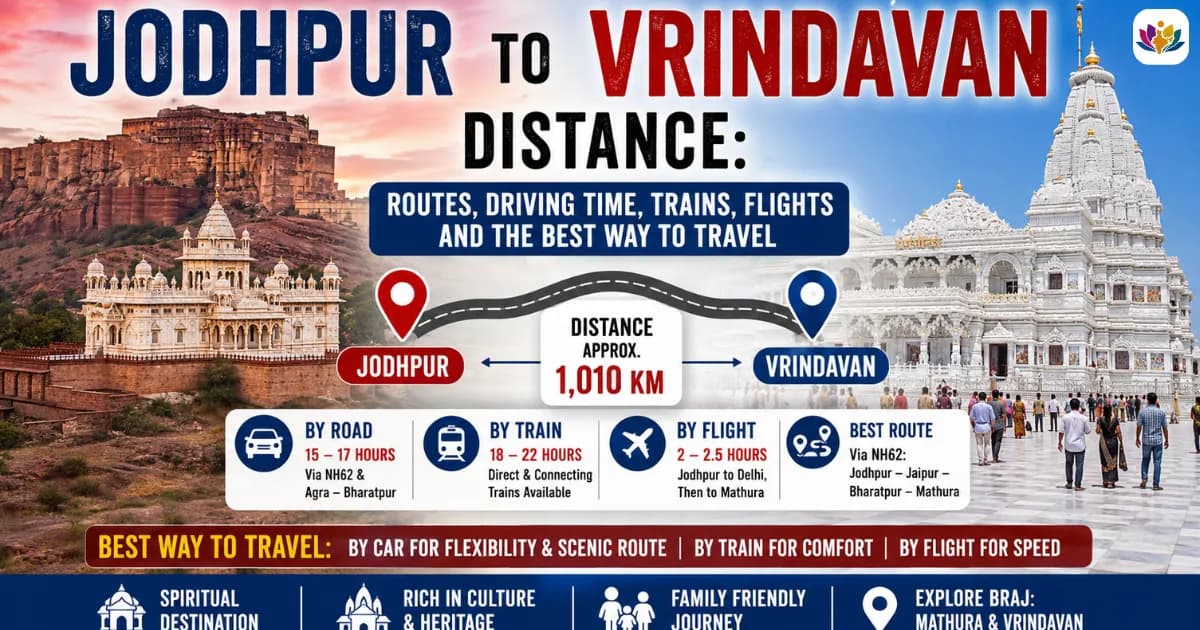 Jodhpur to Vrindavan Distance: Routes, Driving Time, Trains, Flights and the Best Way to Travel
