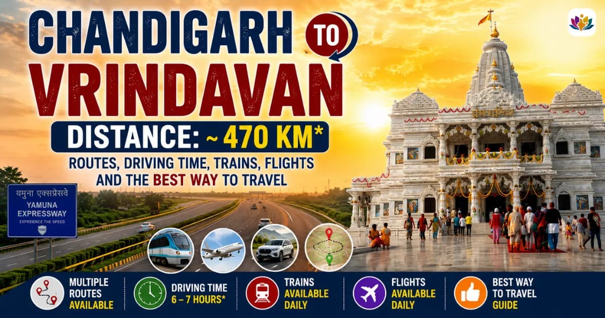 Chandigarh to Vrindavan Distance: Routes, Driving Time, Trains, Flights and the Best Way to Travel