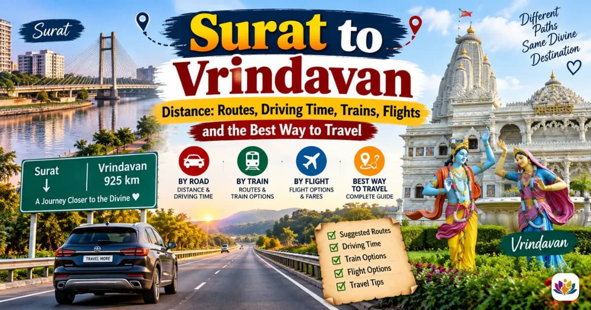 Surat to Vrindavan Distance: Routes, Driving Time, Trains, Flights and the Best Way to Travel