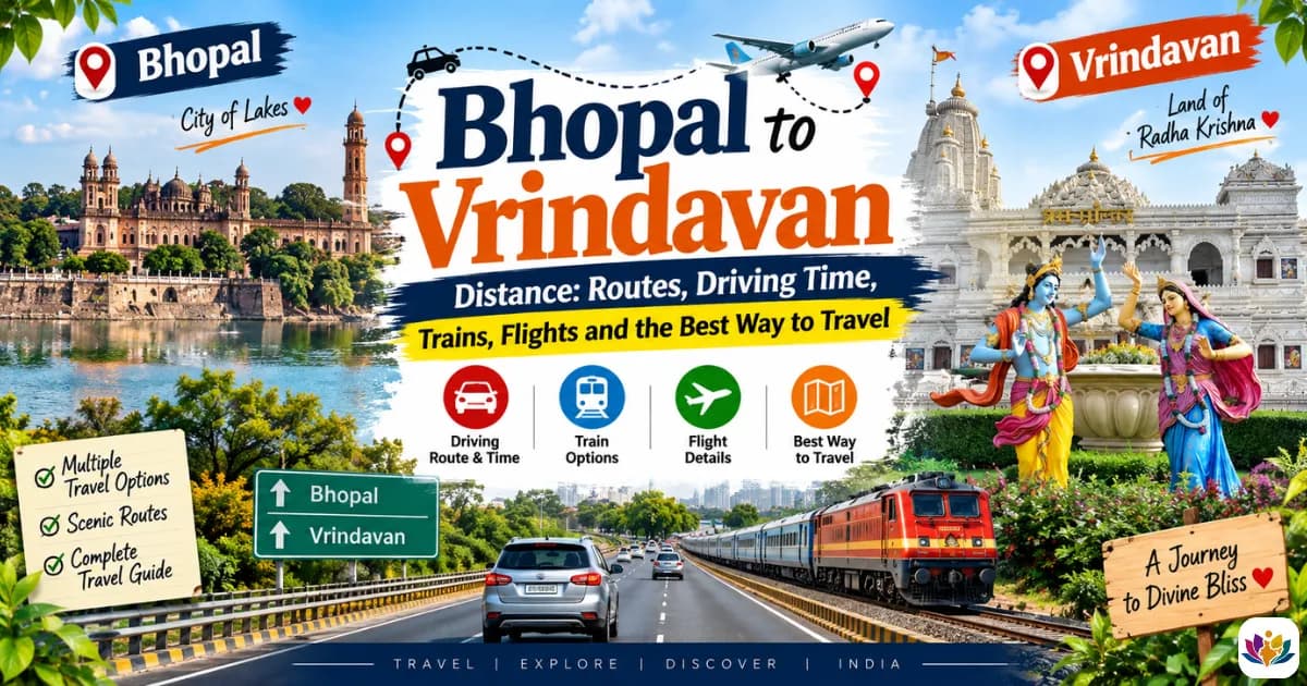 Bhopal to Vrindavan Distance: Routes, Driving Time, Trains, Flights and the Best Way to Travel — Mathura Vrindavan — Experience My India