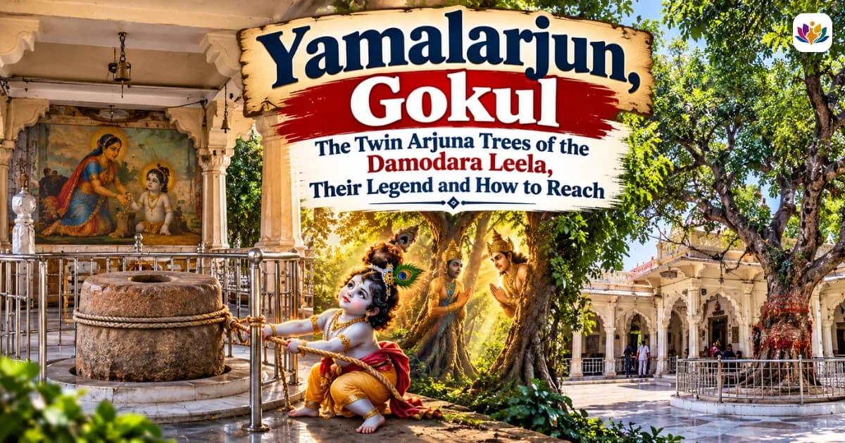 Yamalarjun, Gokul: The Twin Arjuna Trees of the Damodara Leela, Their Legend and How to Reach — Mathura Vrindavan — Experience My India